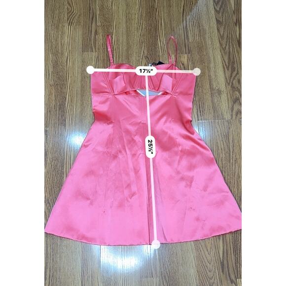 PATOU Pink Cotton Blend Satin Mini Dress FR 44 Cutout Waist Cocktail Party Dress - Picture 3 of 16